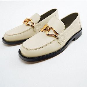Genuine leather cream loafers